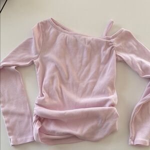 Kids, Abercrombie Light Pink Off-Shoulder Ribbed Long Sleeve Top